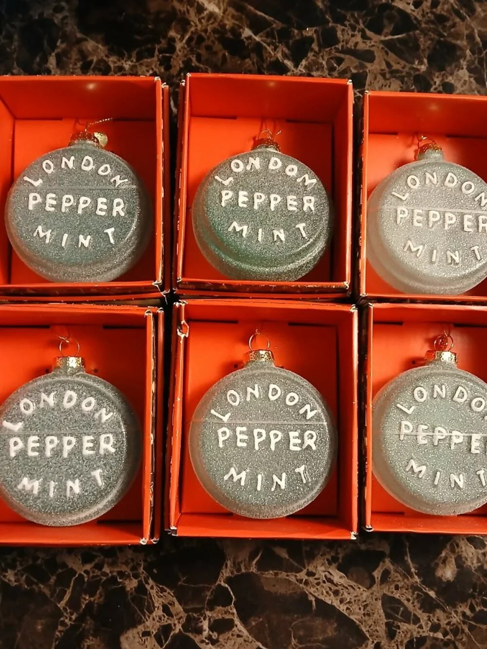 John Derian London Pepper Mint Candy Christmas Tree Ornaments Holiday Set of 6